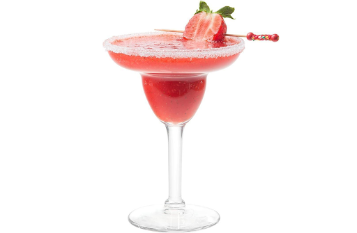 Strawberry margarita cocktail with vibrant presentation and fresh fruit garnish