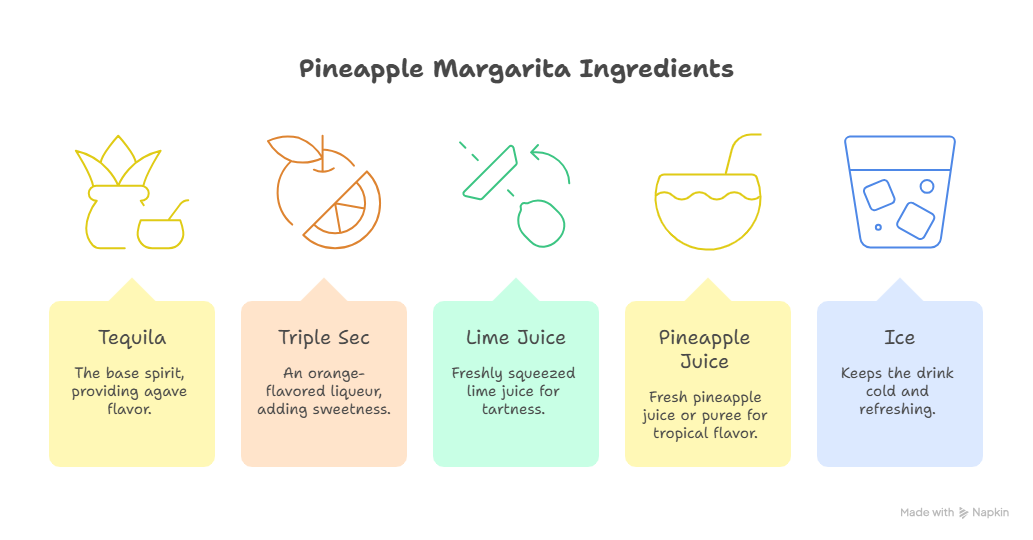 Pineapple margarita cocktail with tropical garnish and vibrant presentation