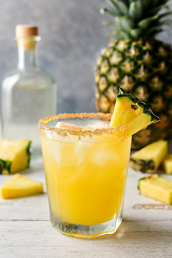 Pineapple margarita cocktail with fresh garnish and vibrant tropical presentation